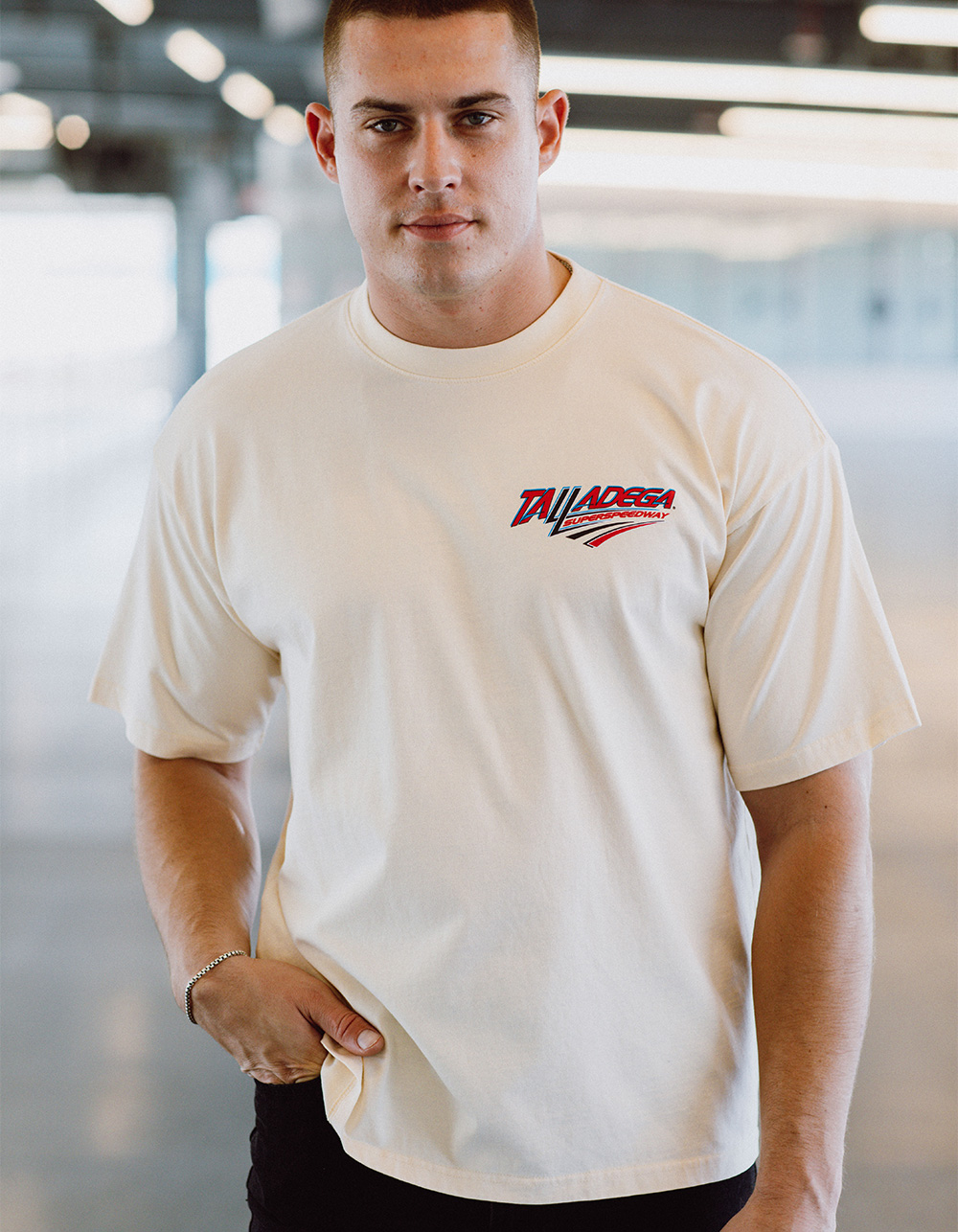TILLYS x NASCAR Talladega Mens Boxy Tee - CREAM