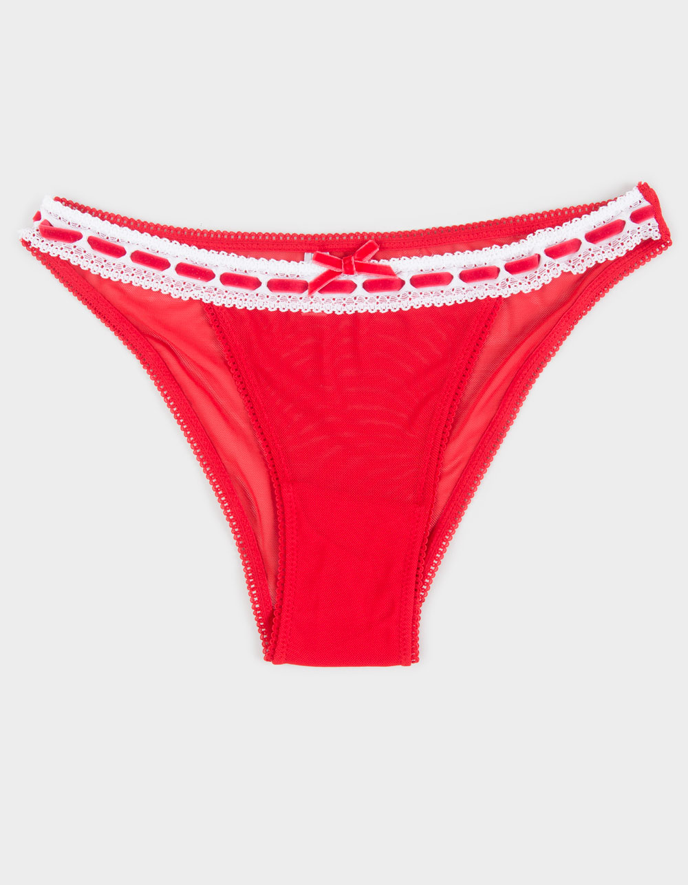 FULL TILT Ribbon Lace Trim Cheeky Panties - RED