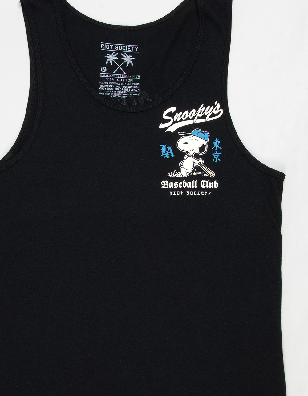 RIOT SOCIETY x Peanuts Baseball Mens Tank Top - BLACK