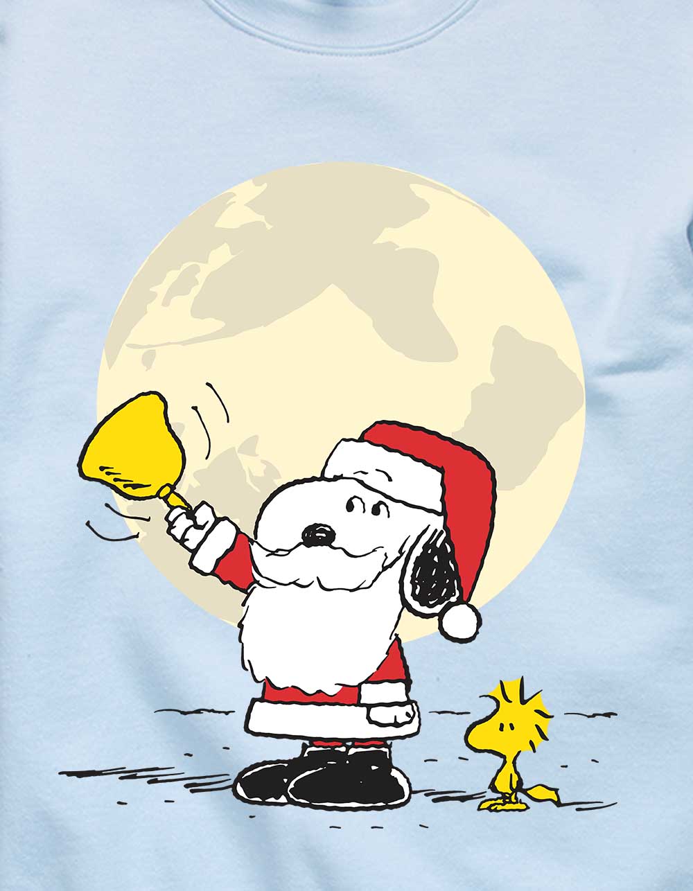 PEANUTS Santa Snoopy Bell Unisex Holiday Crewneck Sweatshirt - LIGHT BLUE