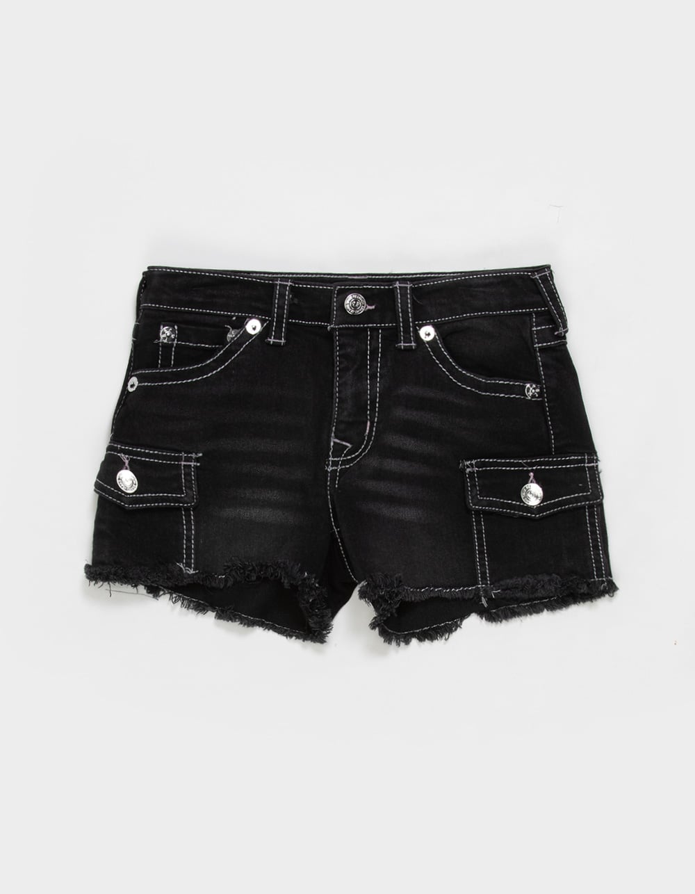 TRUE RELIGION Girls Cargo Shorts - WASHED BLACK