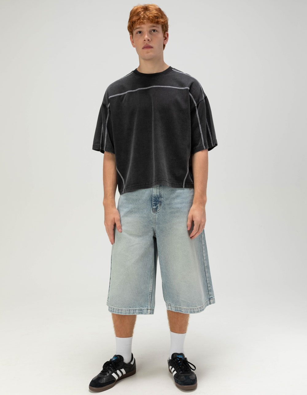 RSQ Mens Seamed Baggy Crop Tee