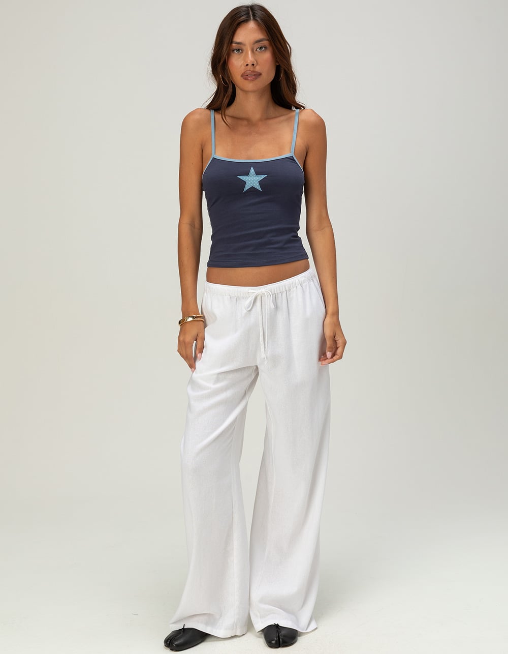 RSQ Womens Star Patch Tank Top - NAVY