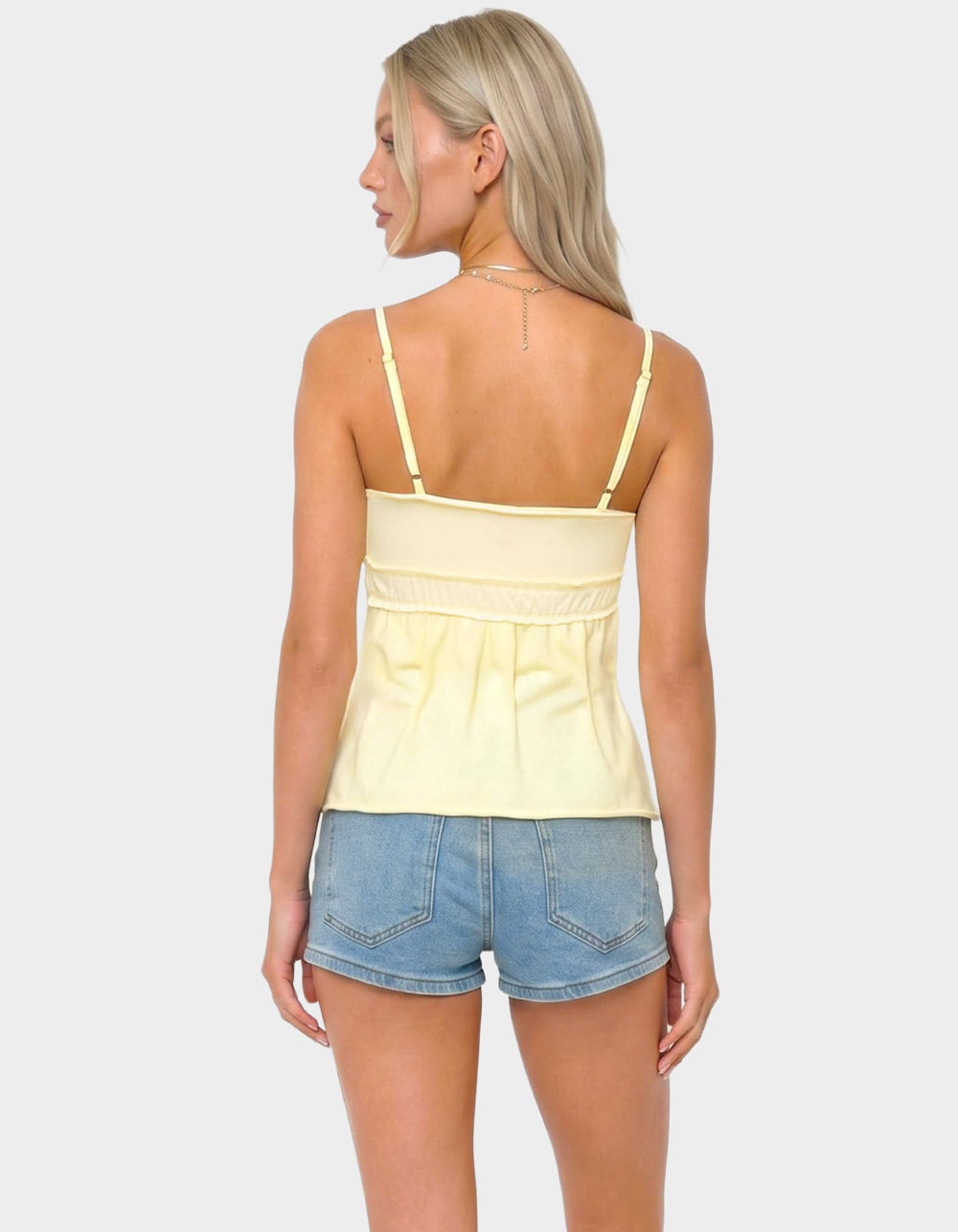 EDIKTED Zepher Lettuce Tank Top - YELLOW