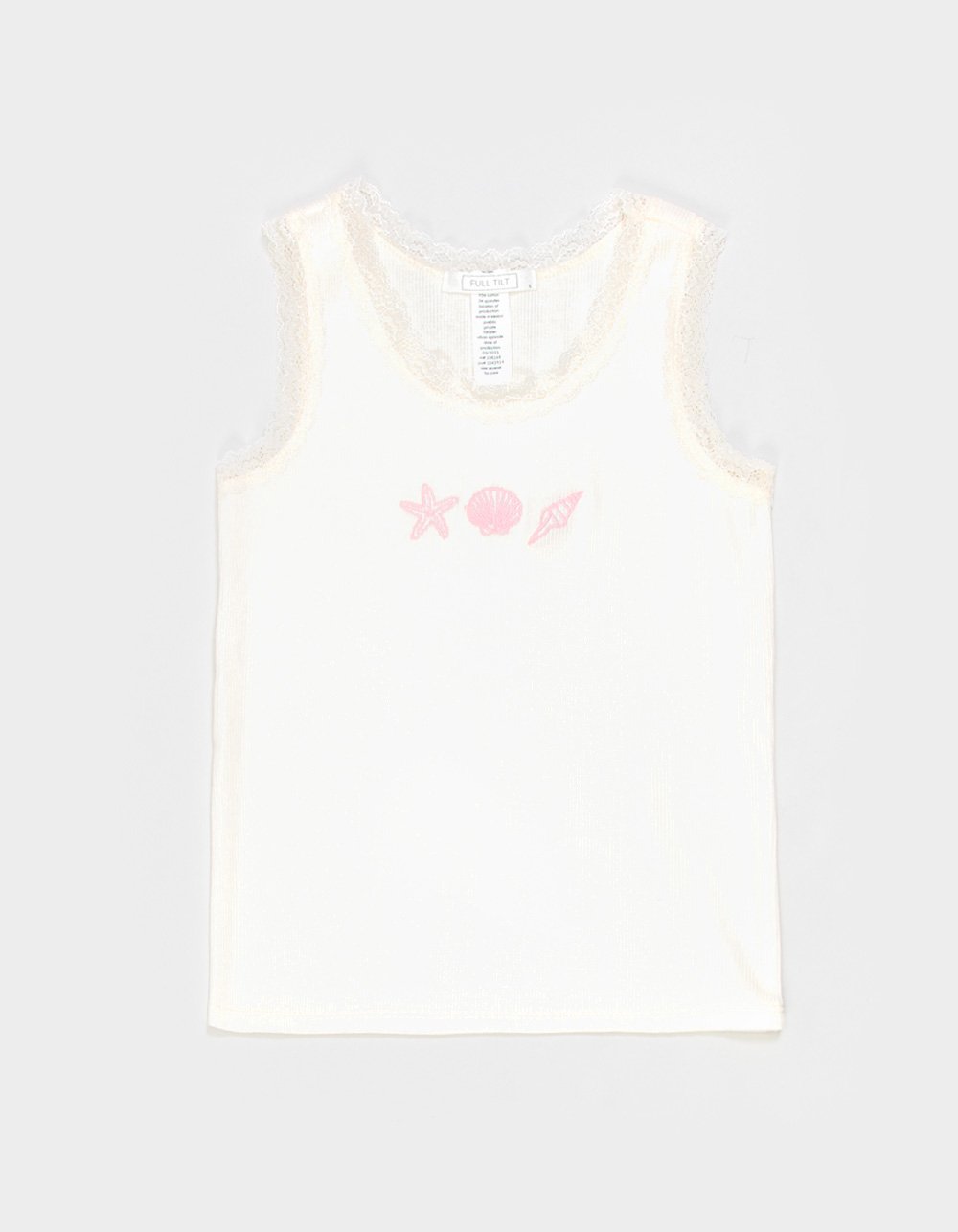 FULL TILT Beach Girls Embroidered Lace Tank Top - CREAM