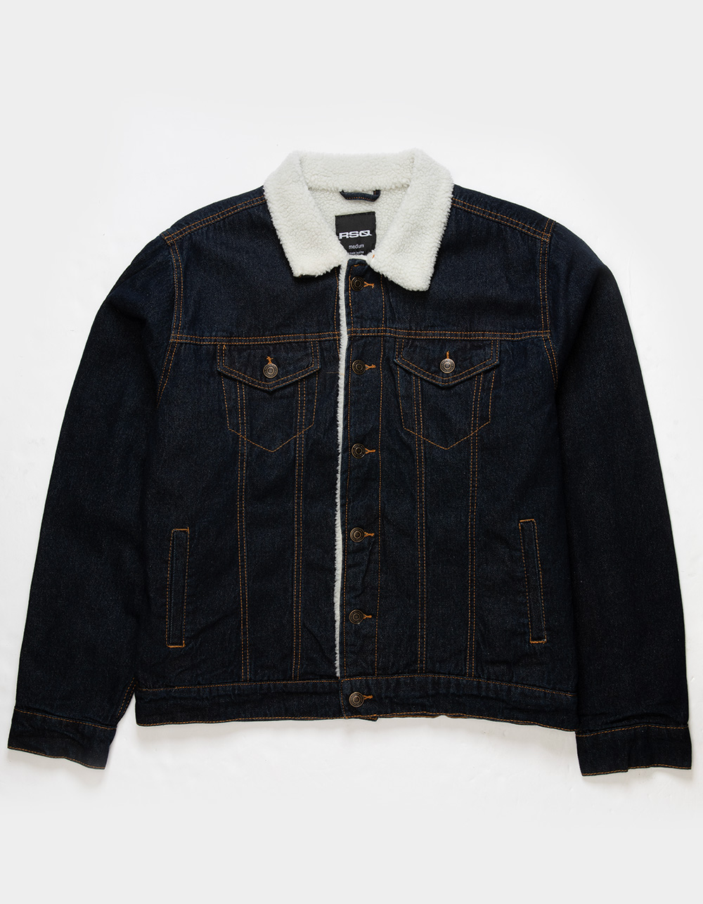 RSQ Mens Sherpa Denim Trucker Jacket - DARK INDIGO | Tillys
