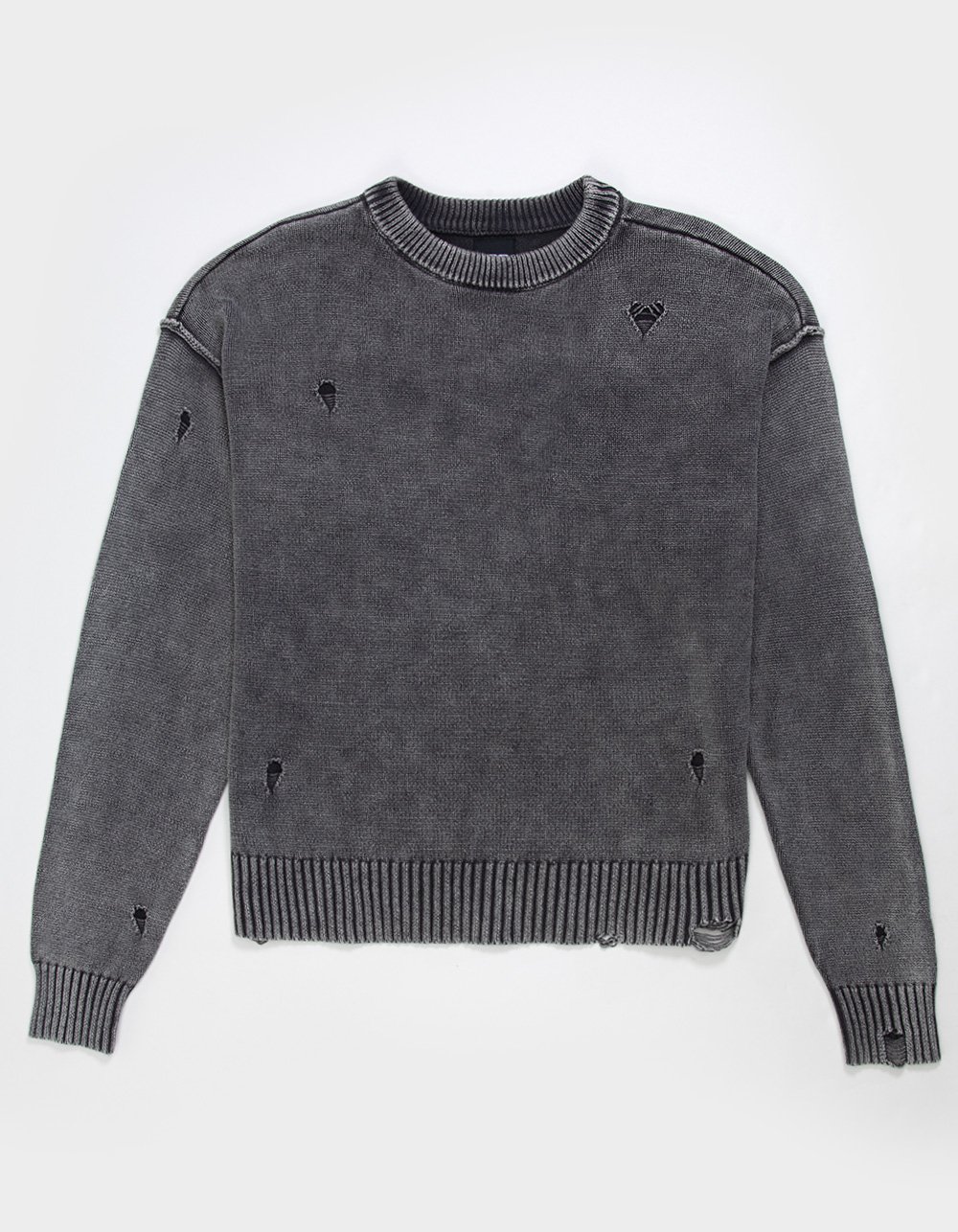 RSQ Mens Distressed Sweater - WASHED BLACK