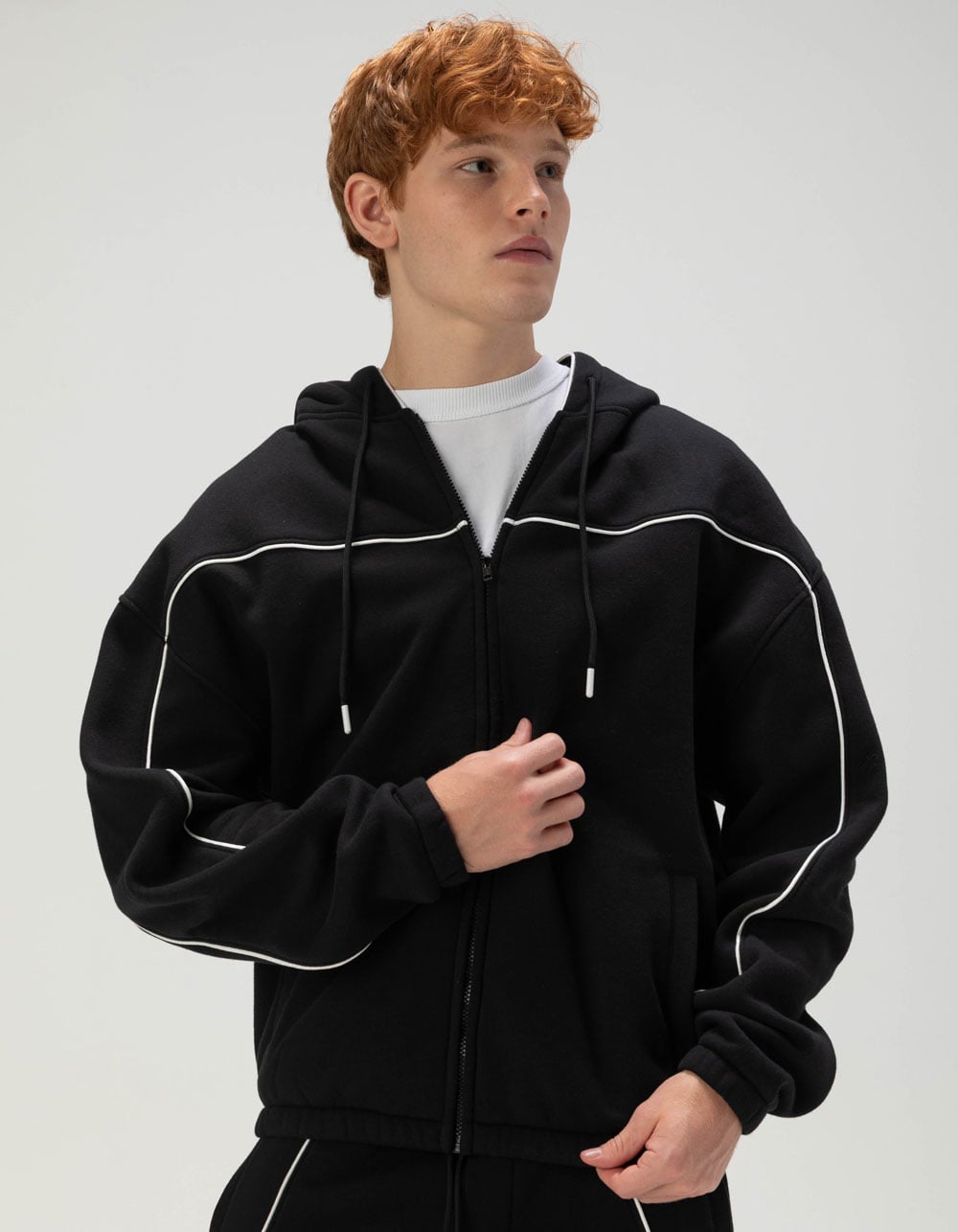 RSQ Mens Zip-Up Track Hoodie - BLACK
