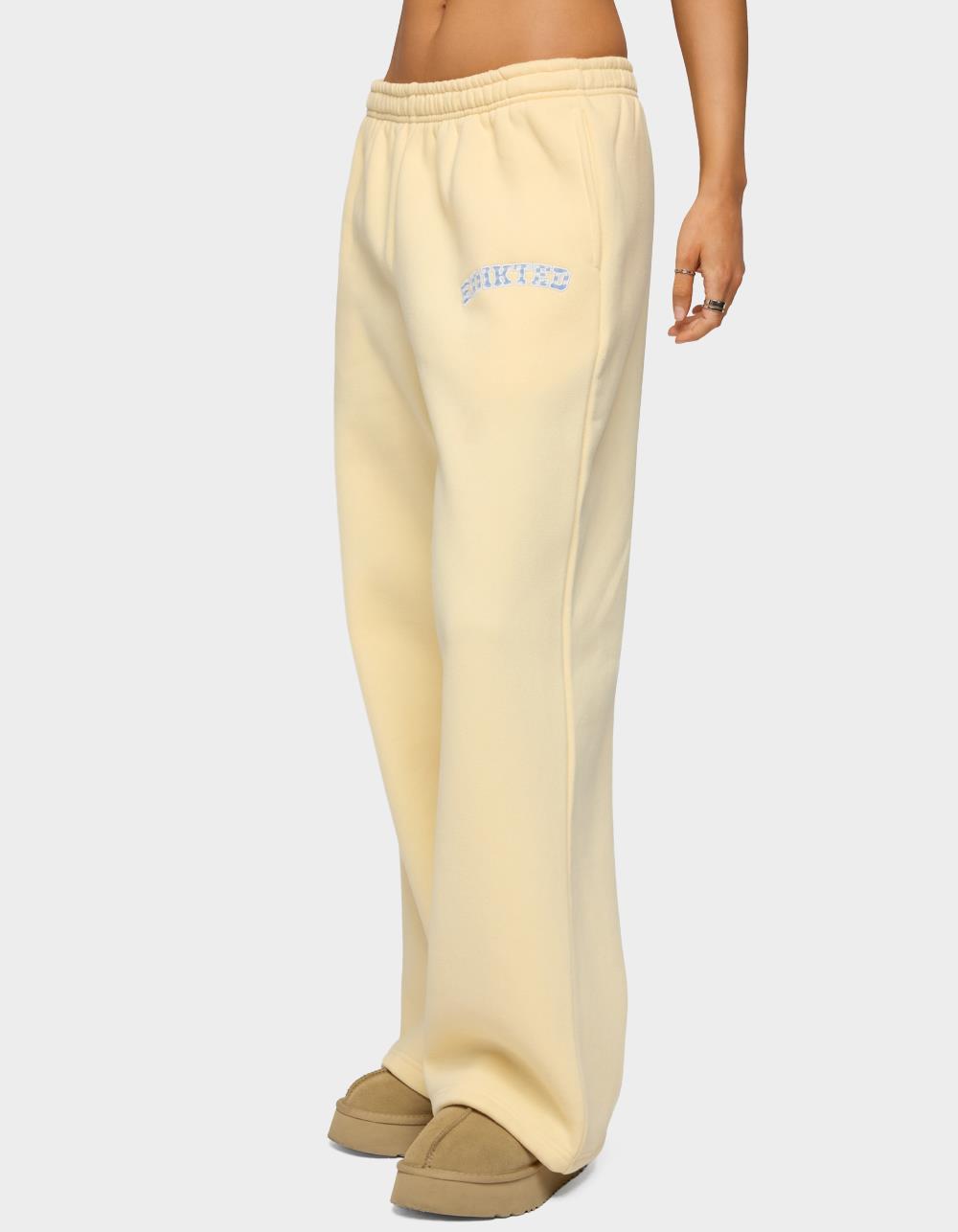 Edikted Lover Wide Leg Sweatpants - YELLOW
