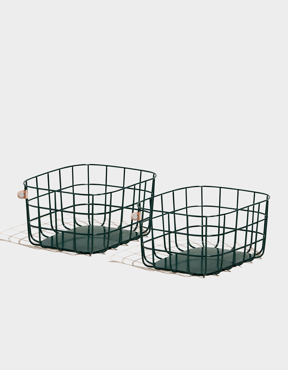 Wire Baskets - Set of 2 - DK GREEN