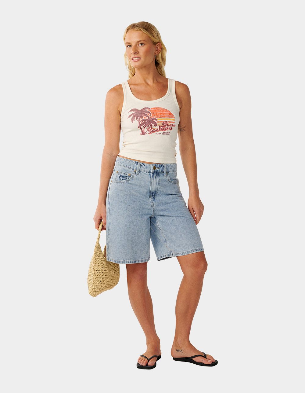 RIP CURL Beach Days Fitted Womens Tank Top - BONE