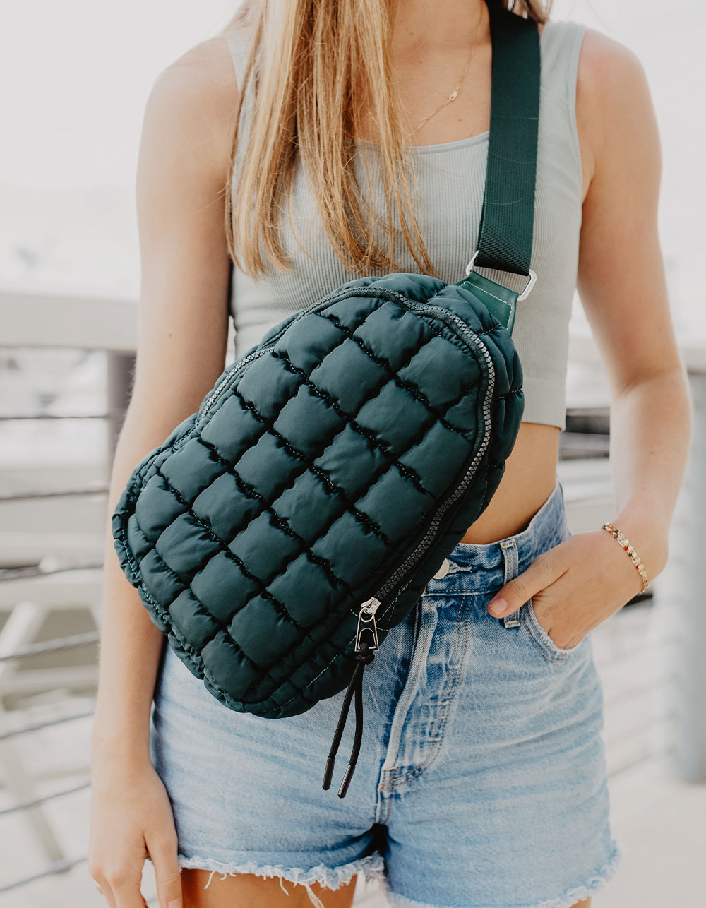 KATYDID Quilted Sling Bag - FOREST