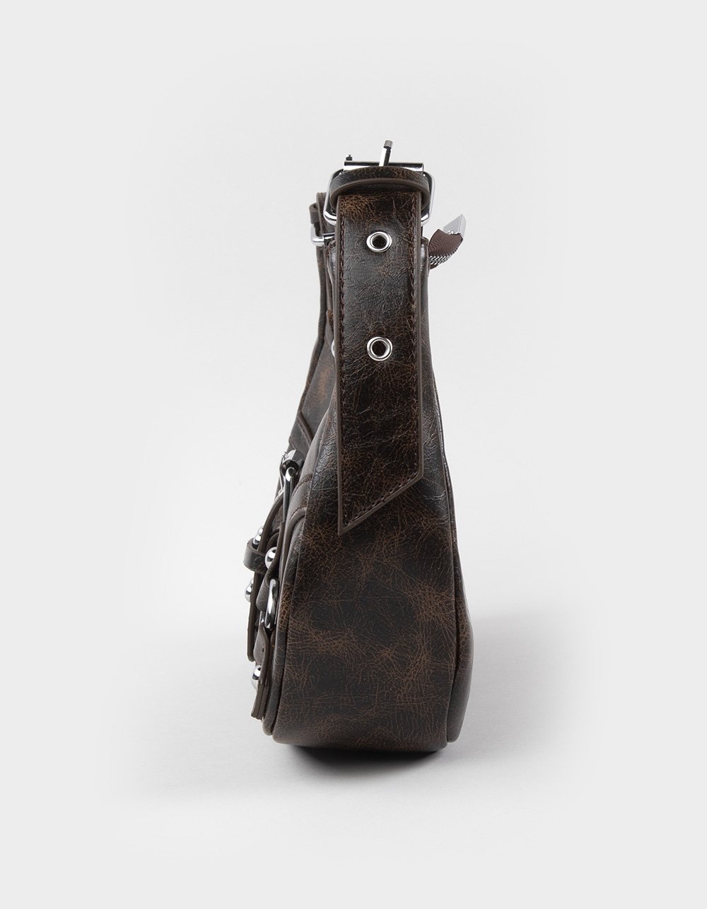 Buckle Shoulder Bag - BROWN