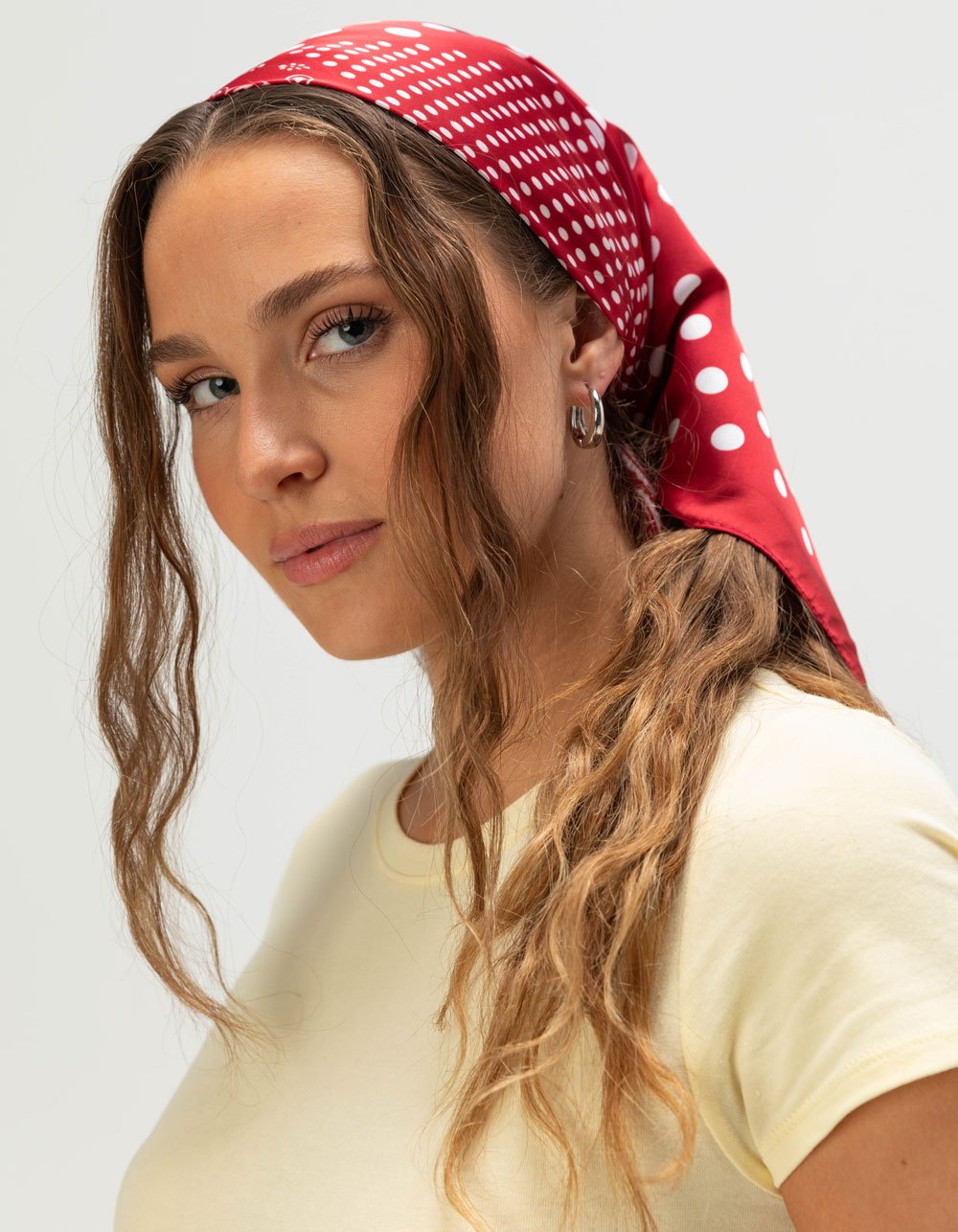 FULL TILT Polka Dot/Paisley Satin Headscarf - BURGU