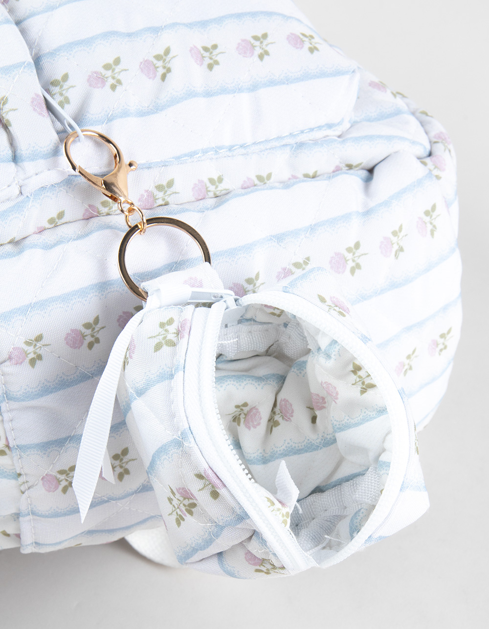 TILLYS Quilted Floral Stripe Backpack - WHITE COMBO