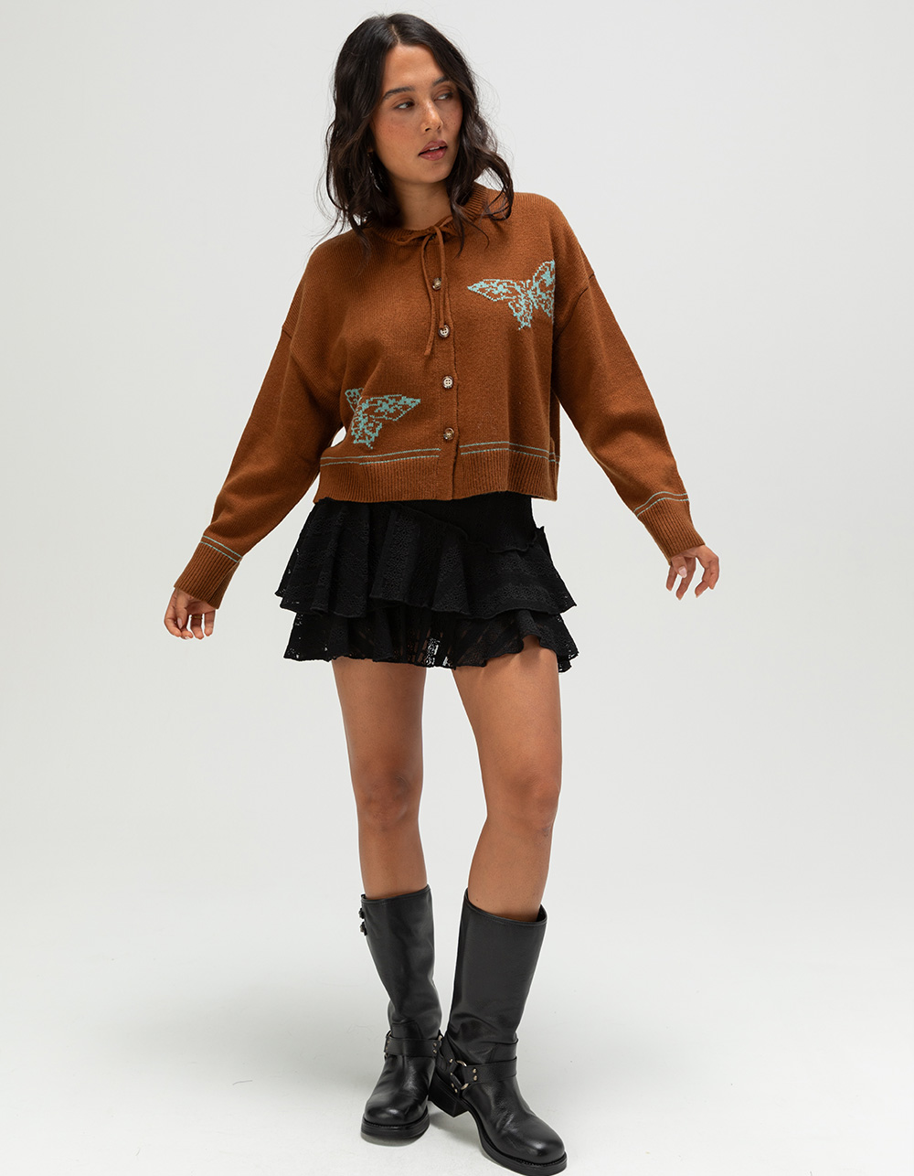 RHYTHM Womens Button Up Cardigan - BROWN