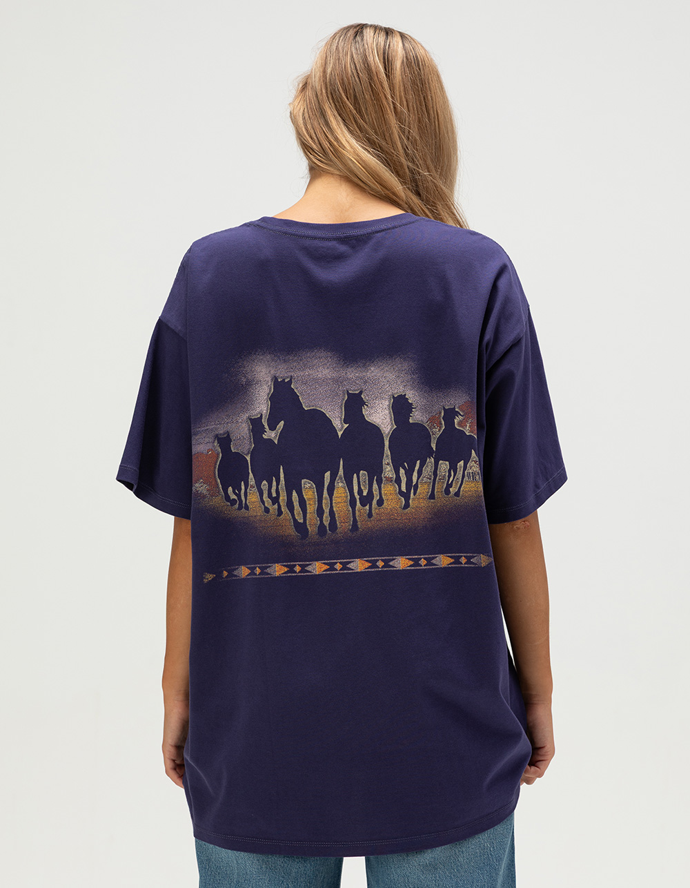 WRANGLER Vintage Horse Graphic Womens Oversized Tee - BLUE