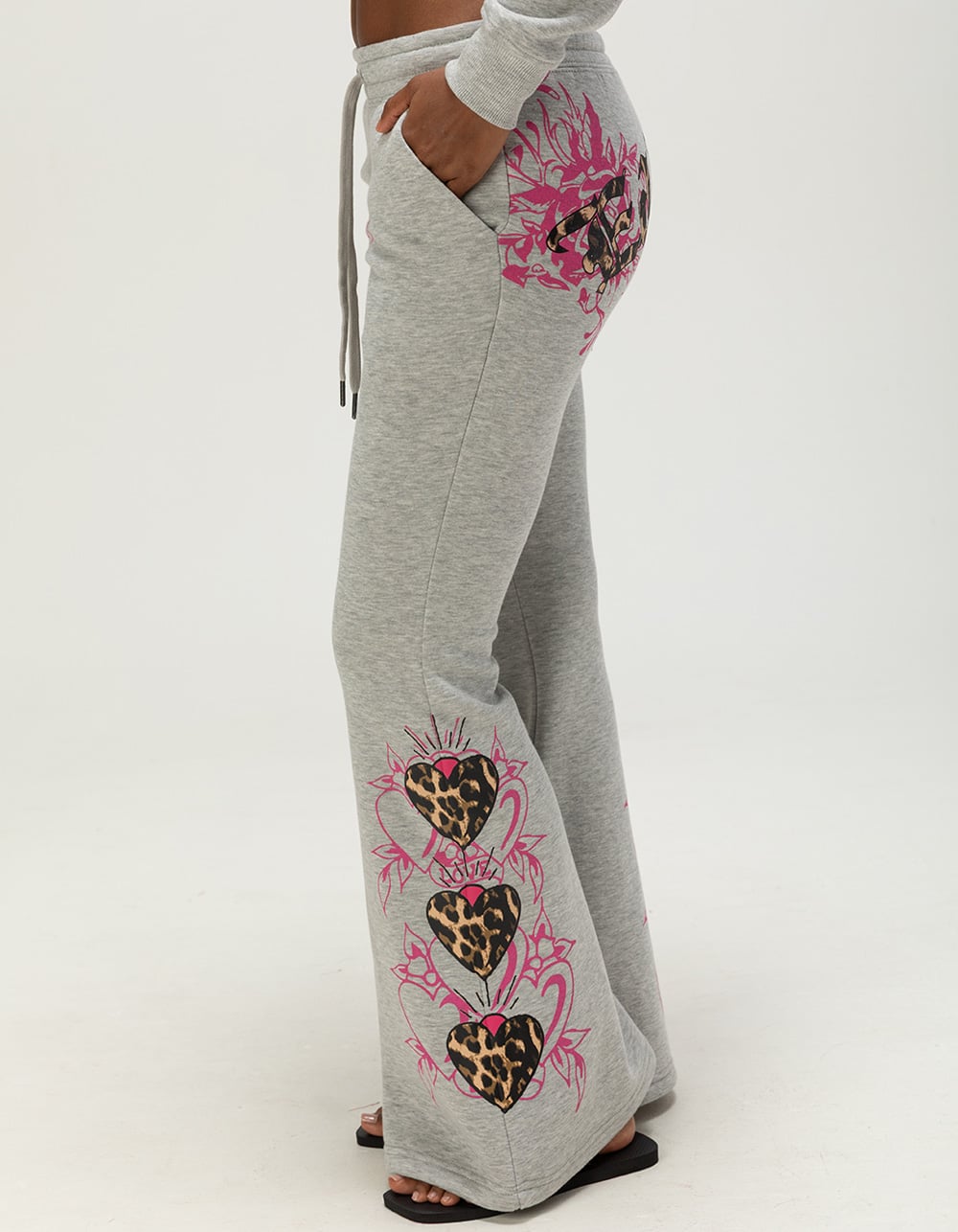 ED HARDY Leopard Womens Sweatpants - GRAY