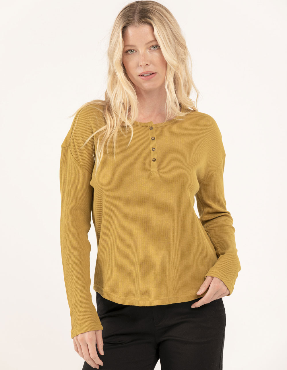 BRIXTON Monty Womens Thermal Henley - GOLD