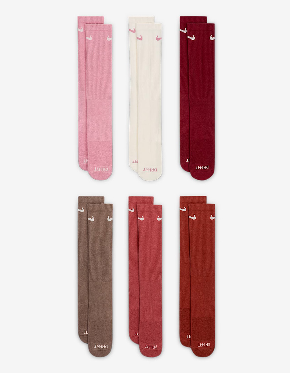 NIKE Everyday Plus Cushioned 6 Pack Crew Socks - Cream Combo