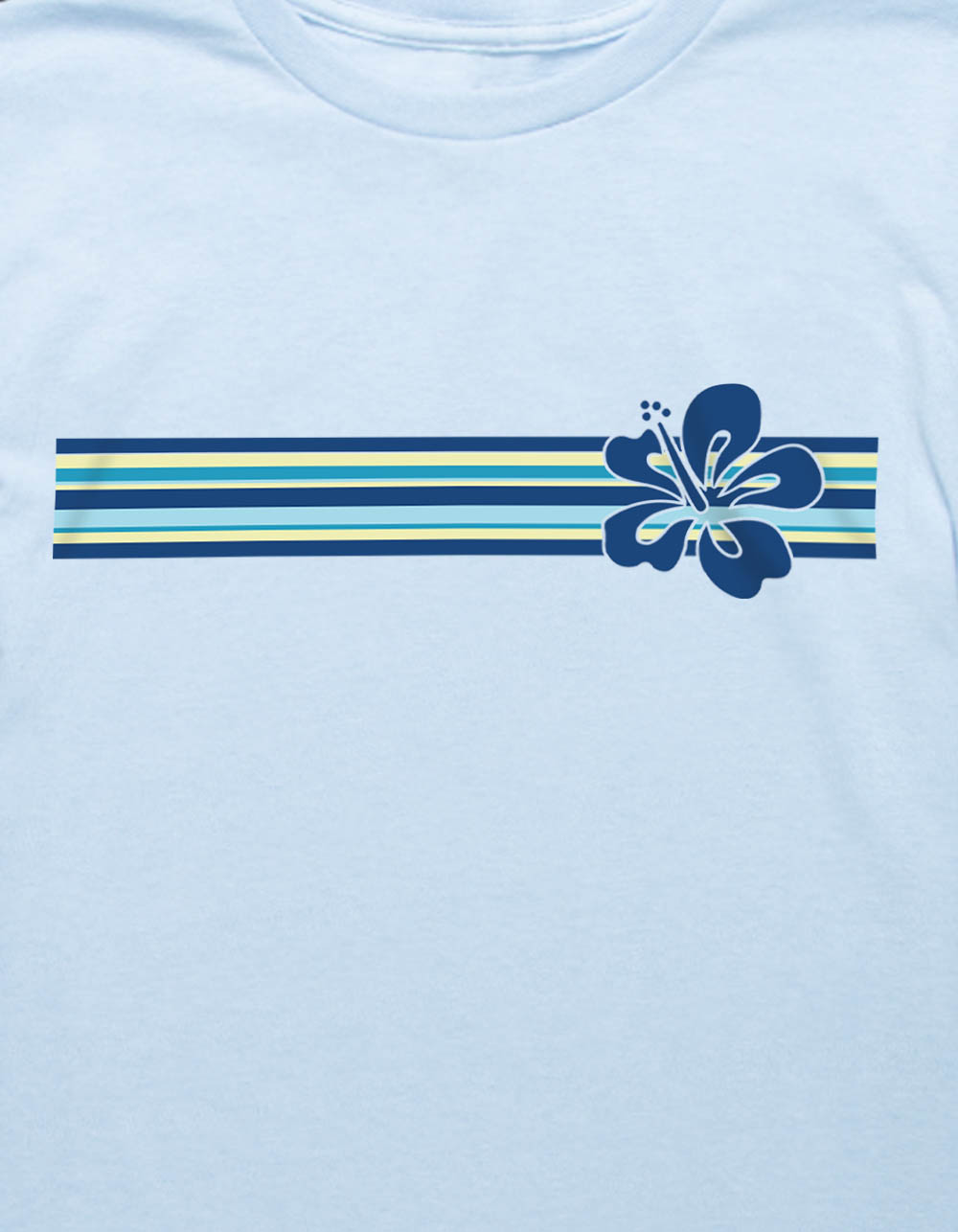 STRIPE Hibiscus Girls Tee - LIGHT BLUE