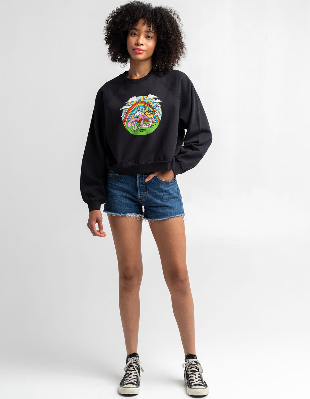 LEVI'S Mushroom Womens Vintage Raglan Crew Sweatshirt - OFF BLACK | Tillys