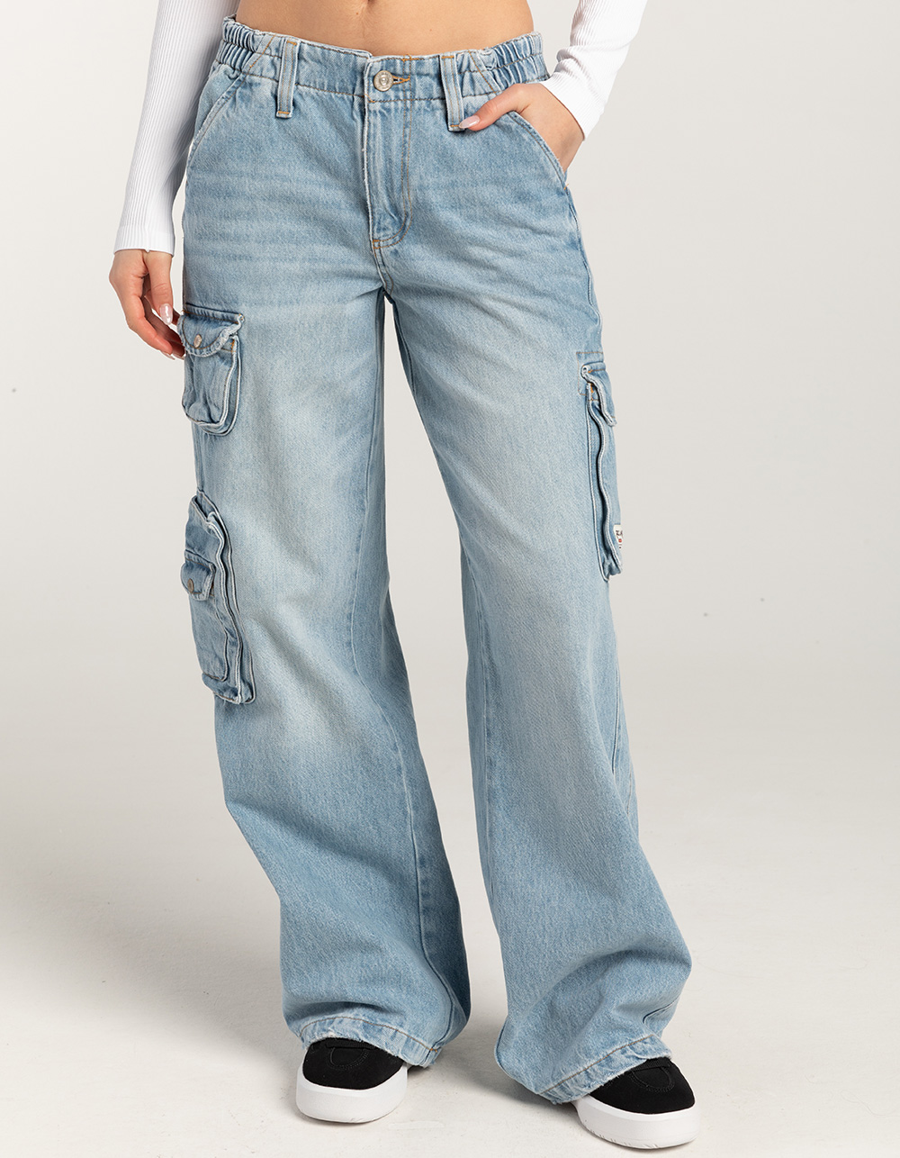 BDG Urban Outfitters Y2K Cyber Denim Womens Cargo Pants - LT BLAST | Tillys