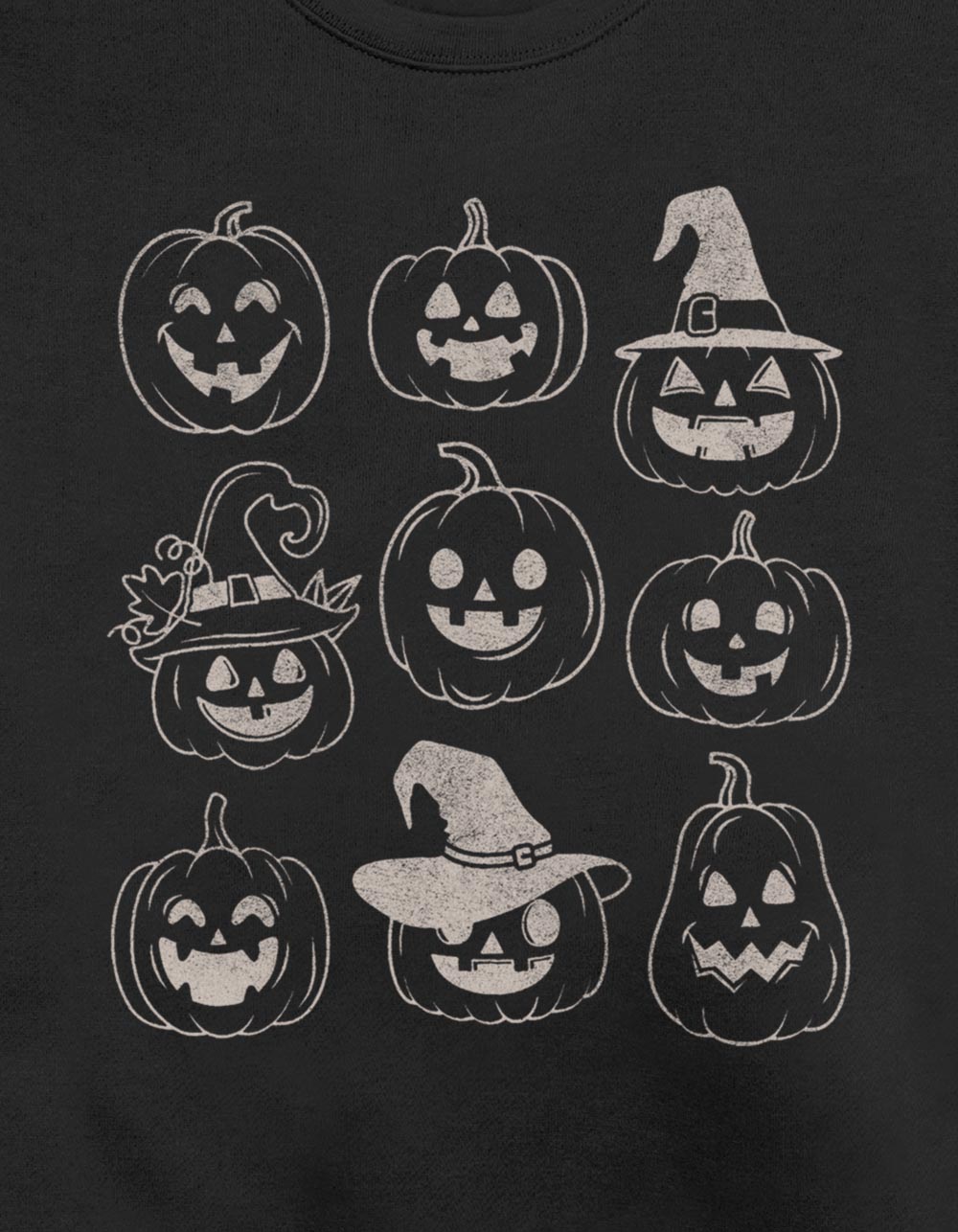 PUMPKINS Jack-O'-Lanterns Grid Unisex Crewneck Sweatshirt - BLACK