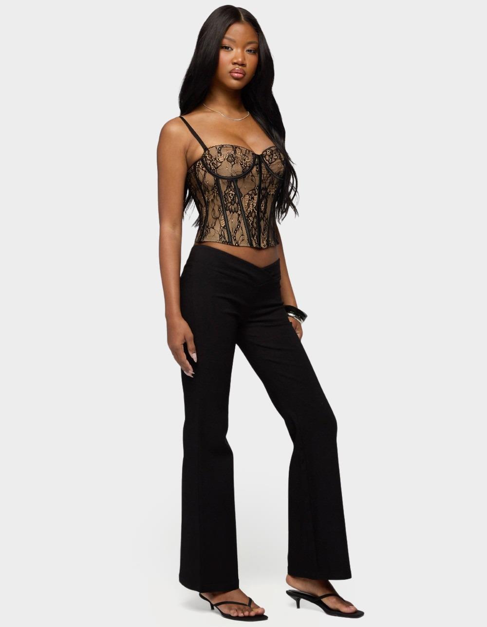 EDIKTED Alyce Crossover Flared Pants - BLACK