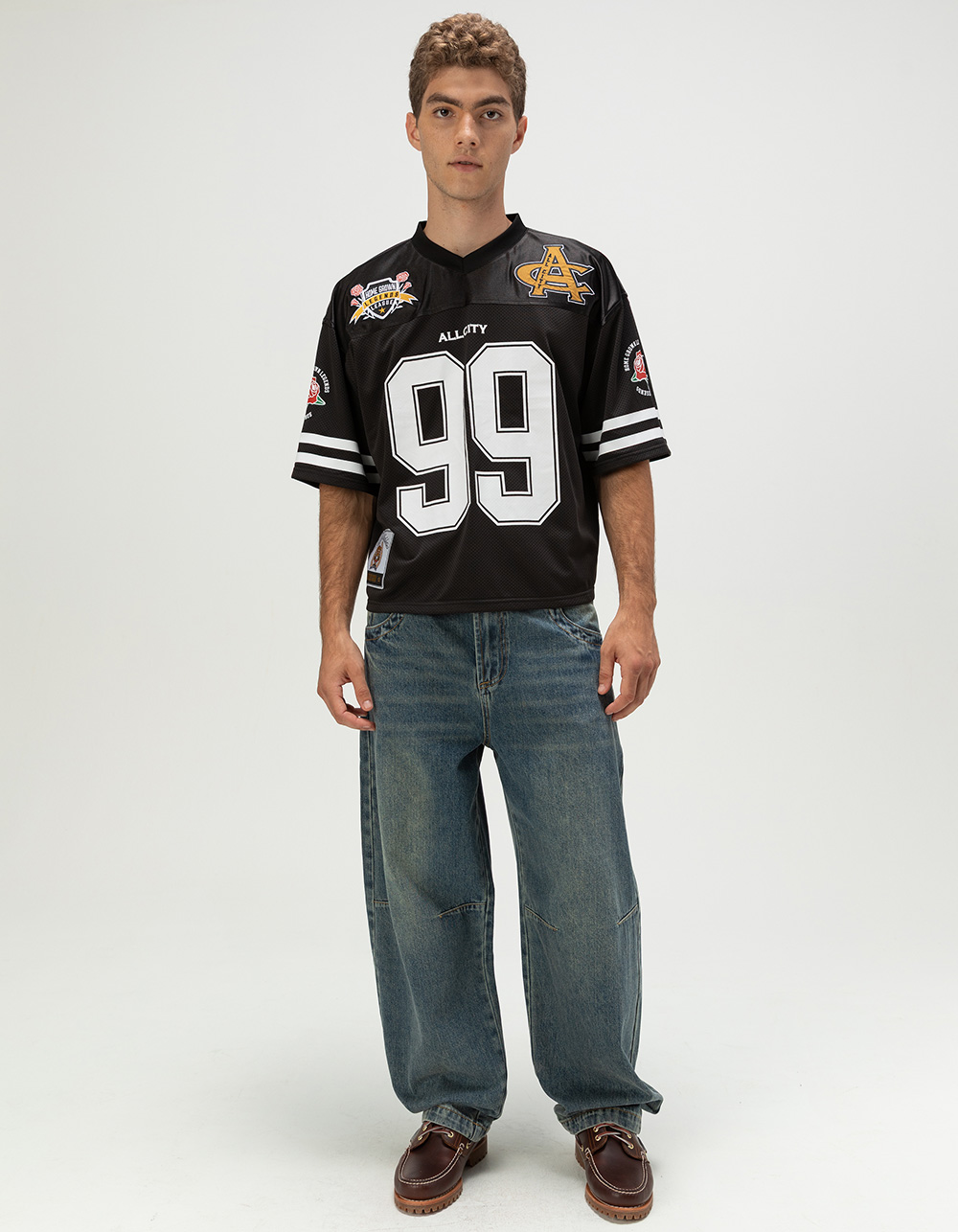 RSQ Mens Baggy Crop Mesh Jersey - BLACK