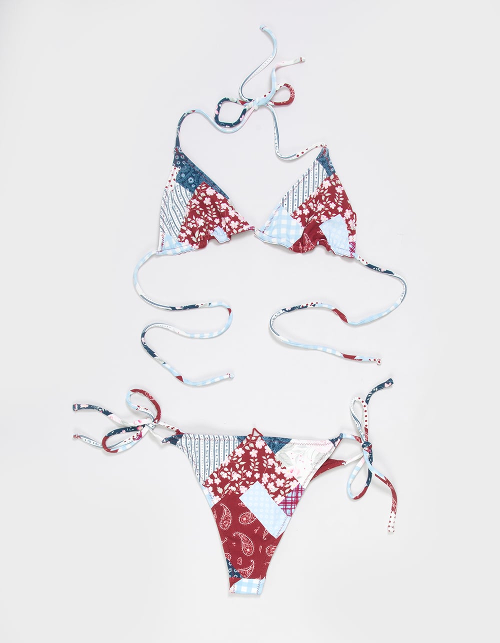 FULL TILT Textured Reversible Triangle Bikini Top - MULTI