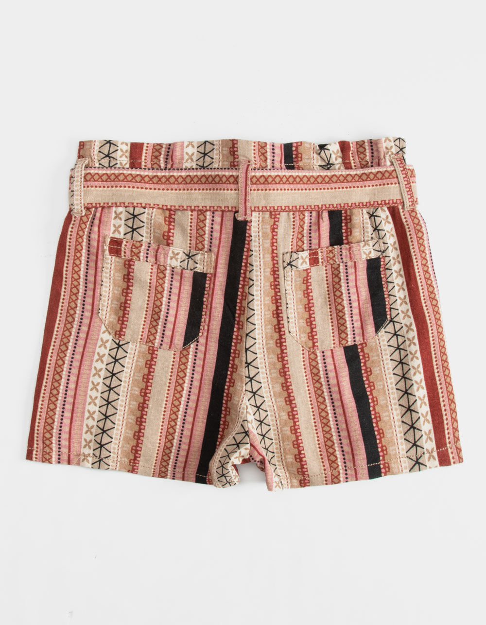 REWASH Stripe Paper Bag Waist Girls Shorts - RUST | Tillys