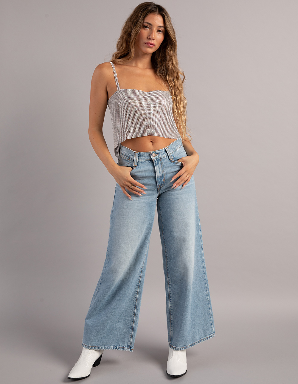 LEVI'S 94 Baggy Wide Leg Womens Jeans - Light Touch - LT BLAST