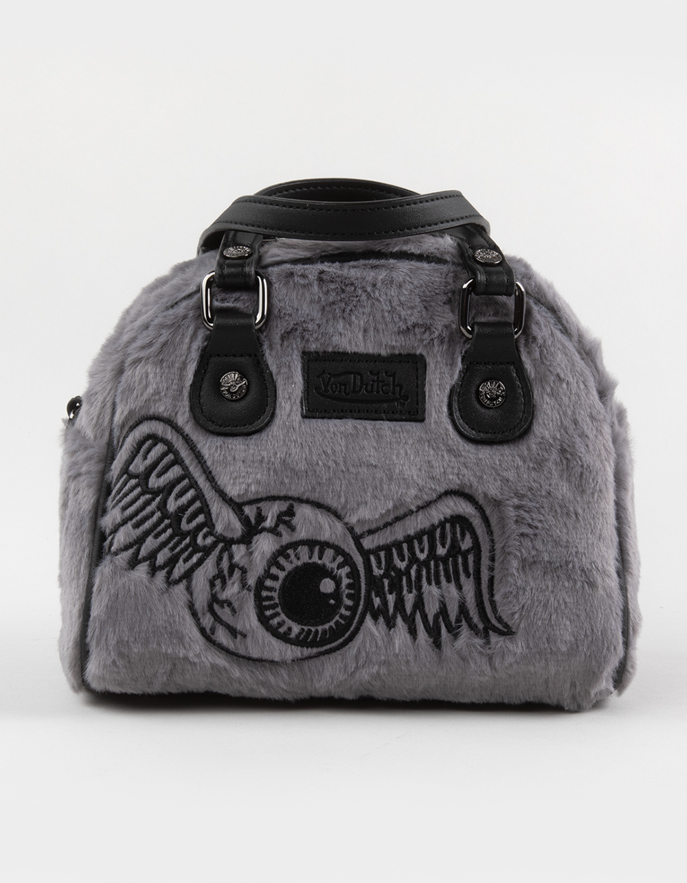 VON DUTCH Furry Bowling Bag - GRAY