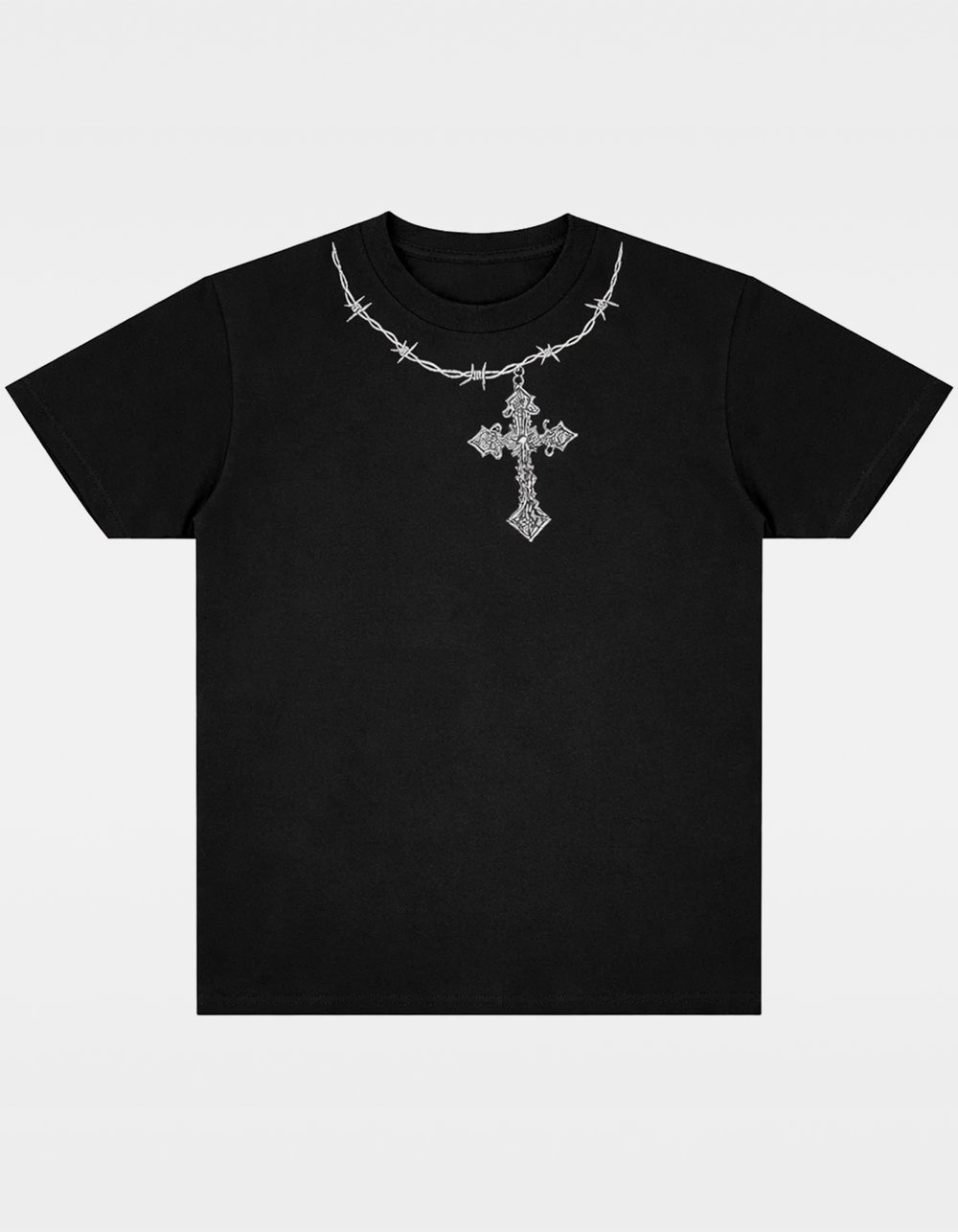LA FAMILIA Barbed Cross Mens Tee - WASHED BLACK