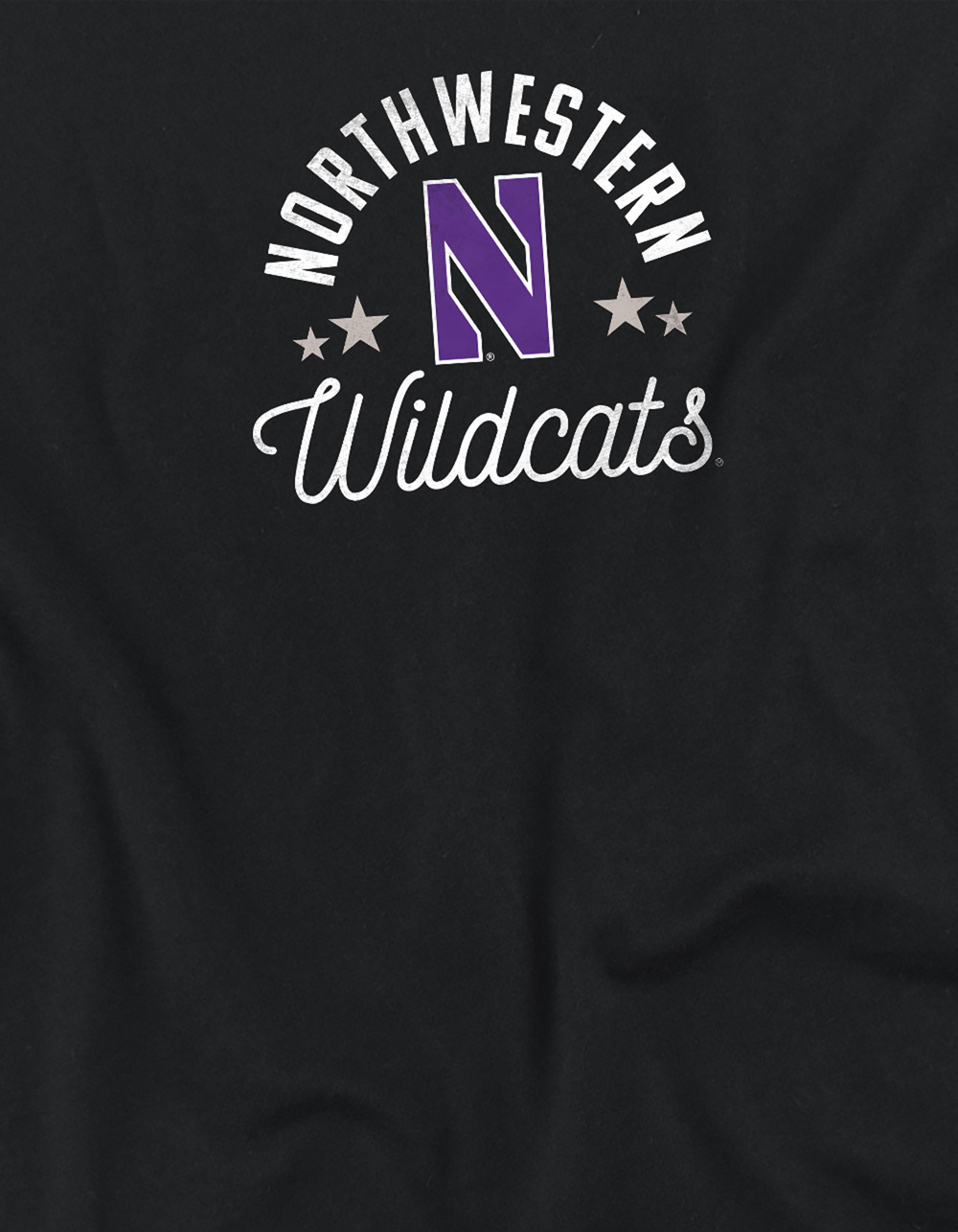 NORTHWESTERN UNIVERSITY Wildcats Womens Cropped Tee - BLACK