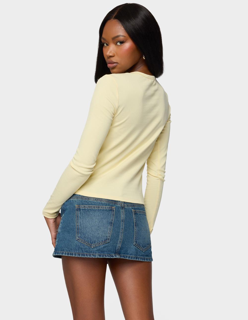 EDIKTED Miami Girl Long Sleeve Tee - YELLOW