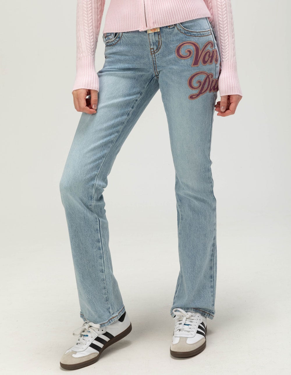 VON DUTCH Low Rise Flap Pocket Womens Bootcut Jeans - LIGHT WASH