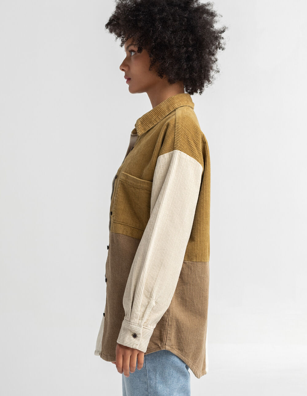 RSQ Womens Colorblock Corduroy Shacket TAN COMBO Tillys