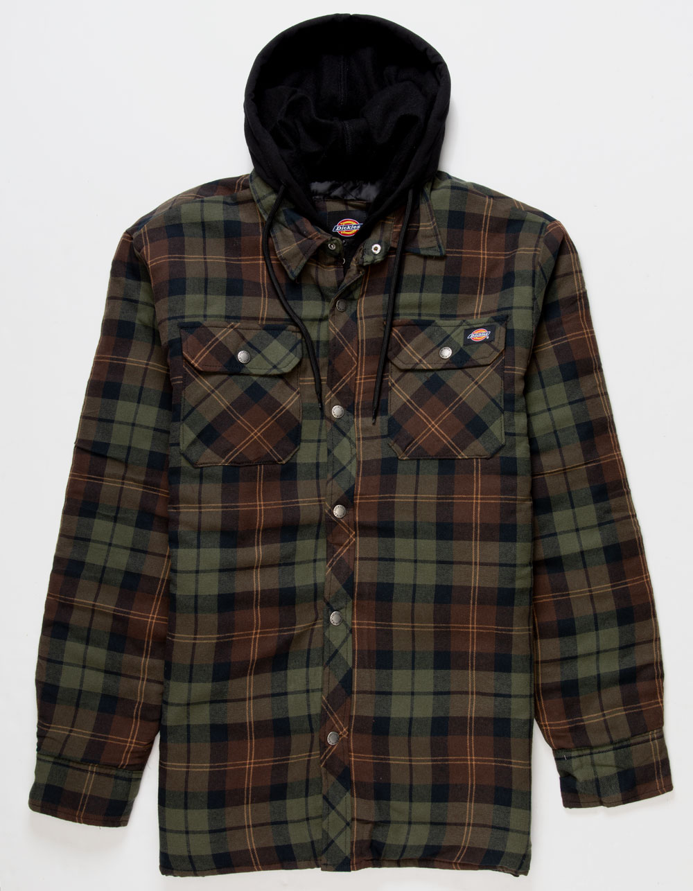 DICKIES Quilted Flannel Hooded Shirt Mens Jacket