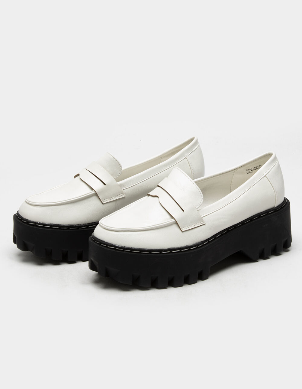 BAMBOO Crinkle Patent Loafer Womens Platform Shoes - WHITE | Tillys