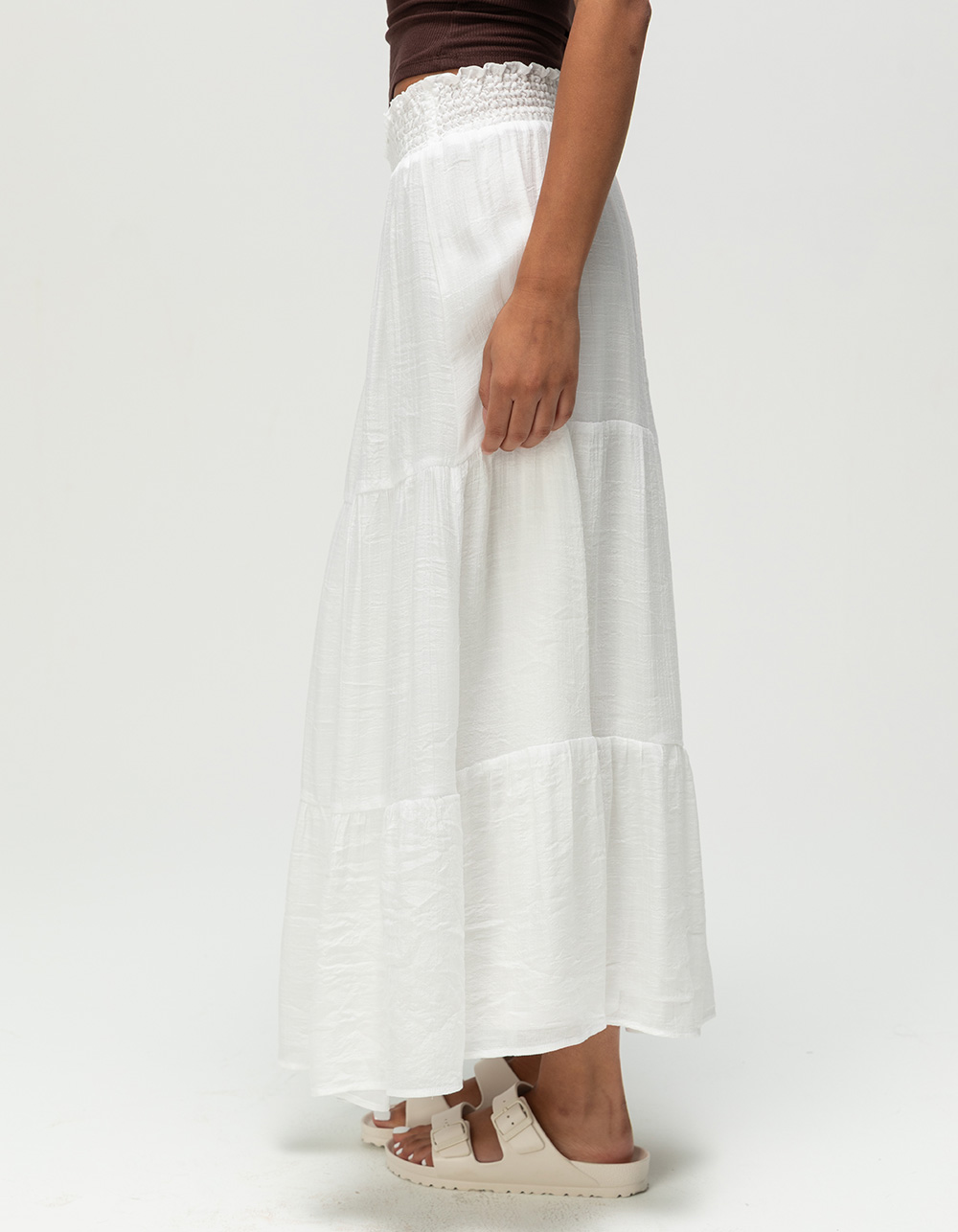 RSQ Womens Low Rise Tiered Maxi Skirt - WHITE