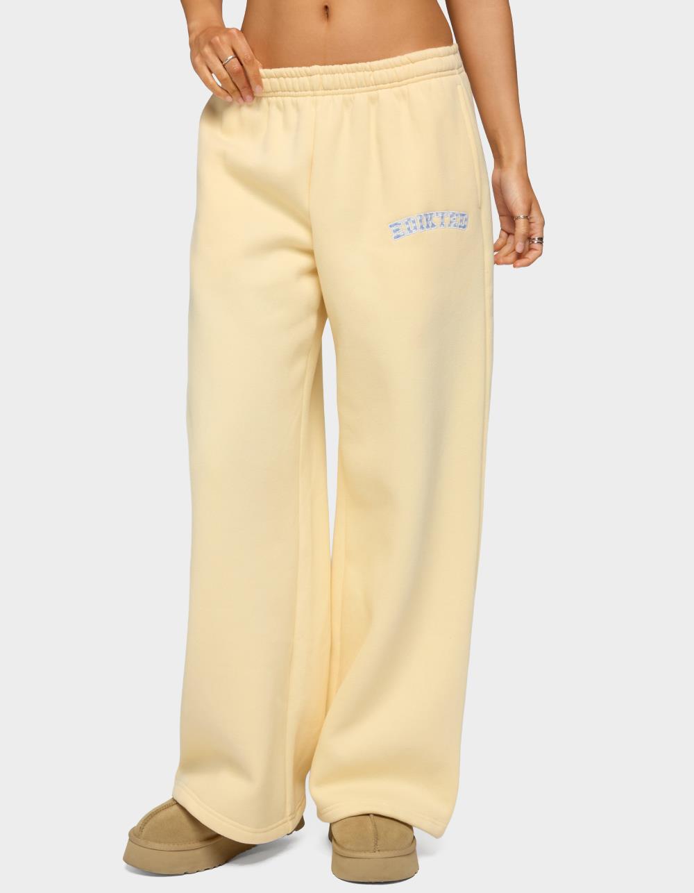 Edikted Lover Wide Leg Sweatpants - YELLOW