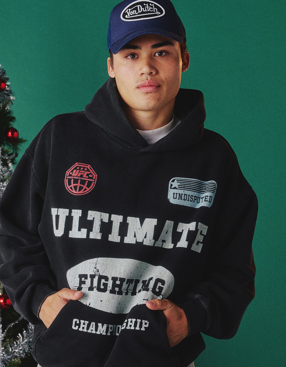 UFC Stamped Mens Hoodie - WASHED BLACK