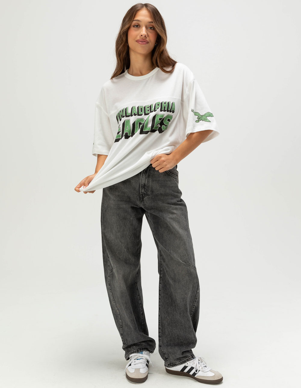 JUNK FOOD Philadelphia Eagles Halfback Womens Jersey Tee - WHITE
