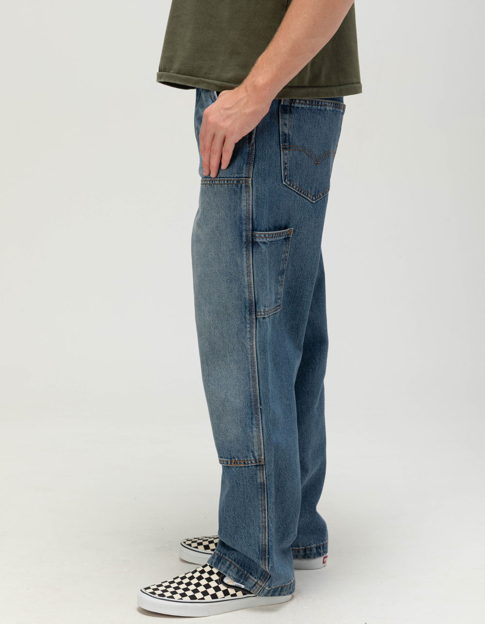 LEVI'S 568 Mens Loose Straight Double-Knee Carpenter Jeans - Detroit WASH LIGHT