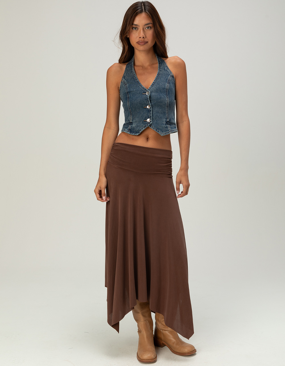 RSQ Womens Denim Halter Vest - MEDIUM WASH