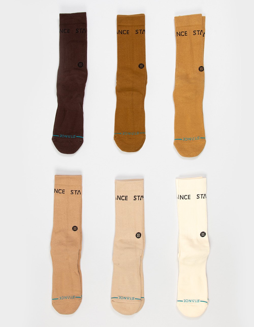 STANCE Origin 6 Pack Mens Crew Socks - KHAKI