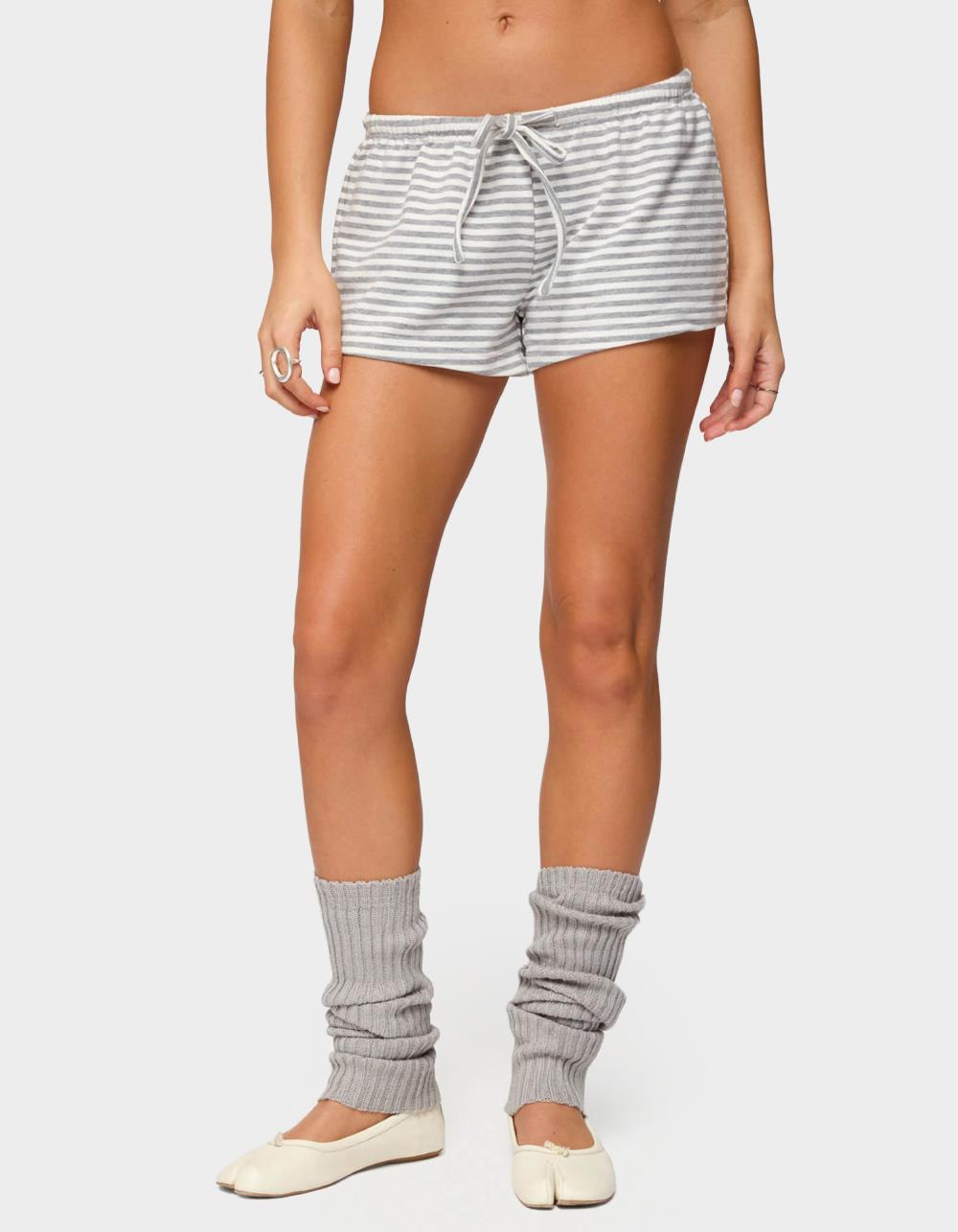 EDIKTED Jainee Striped Drawstring Shorts - GRAY