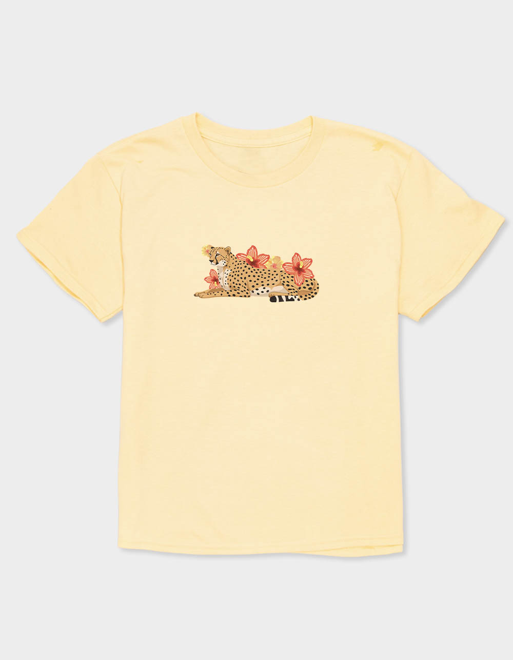 CHEETAH Flowers Unisex Kids Tee - LT YELLOW